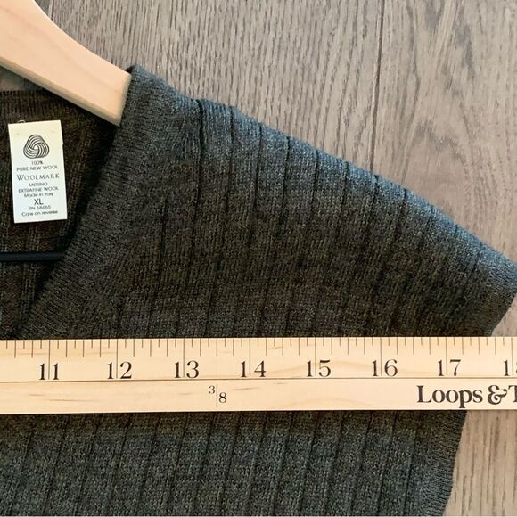 FIESOLE VEST MENS XL GREEN 100% NEW WOOL MERINO EXTRA FINE RIBBED KNIT VEST. - Picture 10 of 12